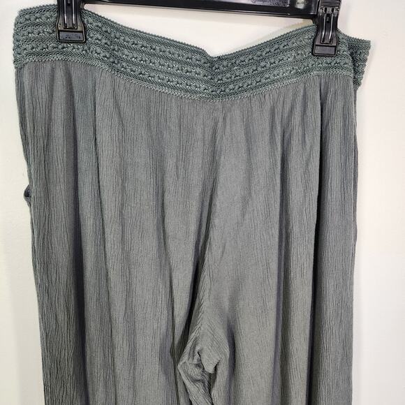 Soft Surroundings Pants Womens Size PL Pull On Gauze Green Wide Legs Coastal - Picture 4 of 11